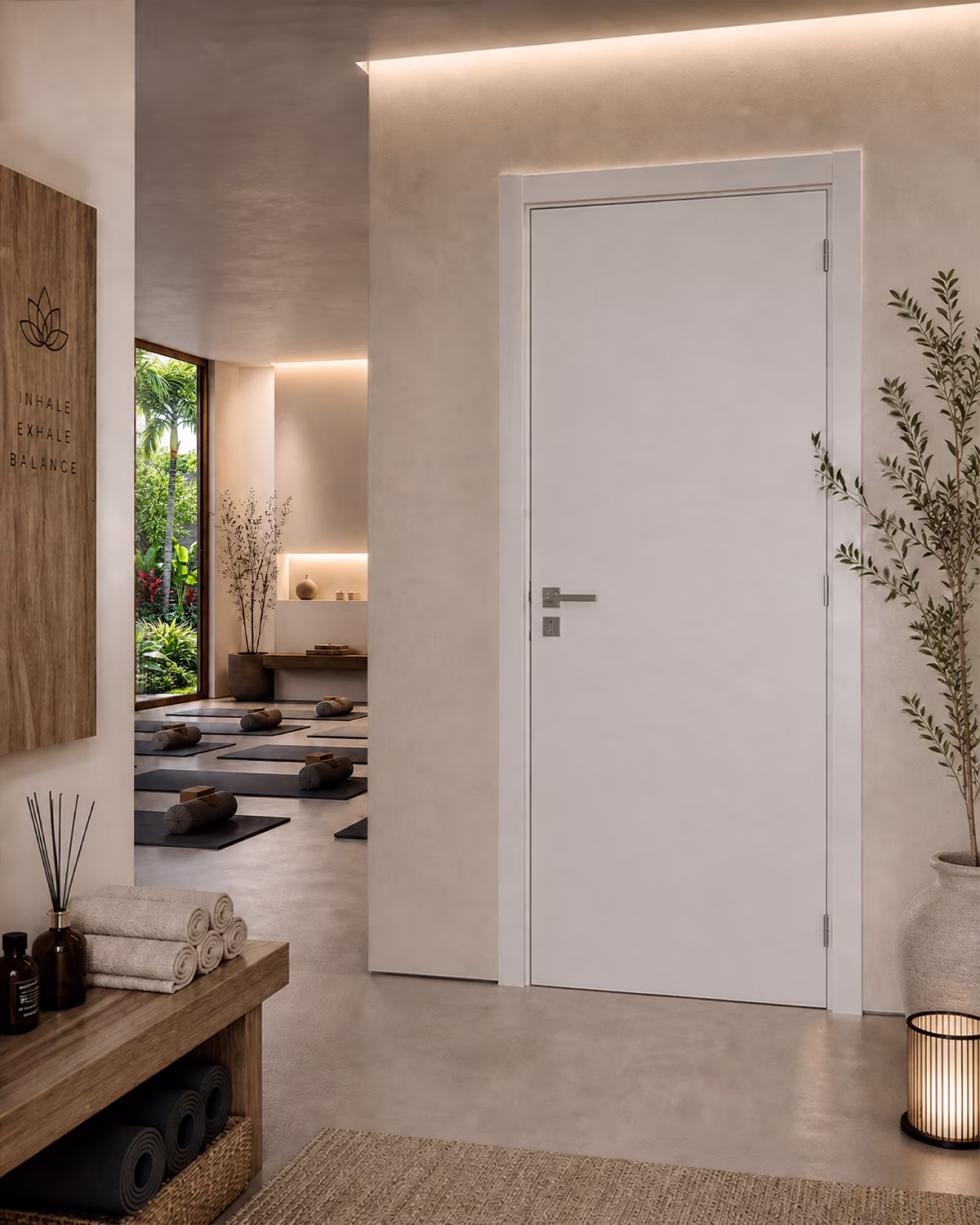 Porta Rohden Smart Tech em ambiente contemporâneo, comercializada pela Daflon Portas.
